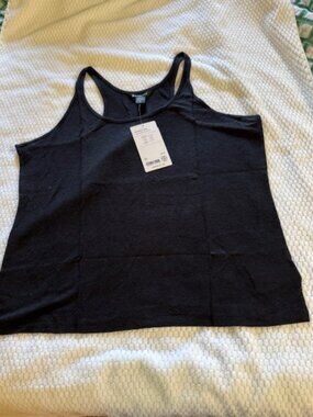 Athleta Getaway Linen Blend Tank Black Sz [M/L] NWT Travel Capsule